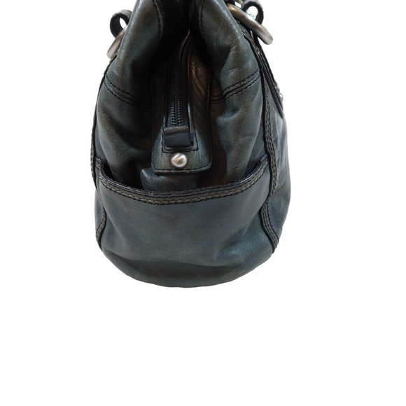 FOSSIL Dark Forest Green Leather Medium Divided Satchel Handbag Shoulder Bad - Picture 6 of 15